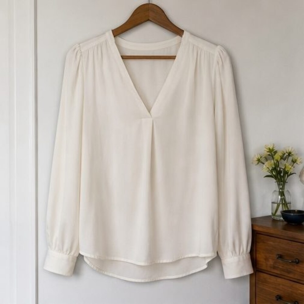 White Tie Neck Blouse